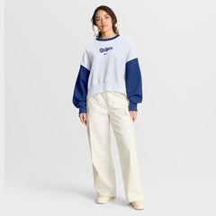 Los Angeles Dodgers Women's Oversized High Hip Fleece Sweatshirt - White/Royal | Nike