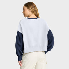 Cleveland Guardians Women's Oversized High Hip Fleece Sweatshirt - White/Navy | Nike