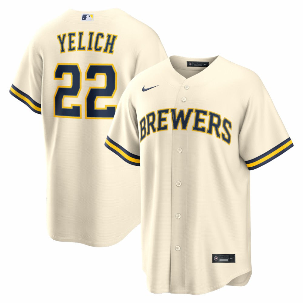 Christian Yelich Milwaukee Brewers Home Replica Jersey - Cream | Nike