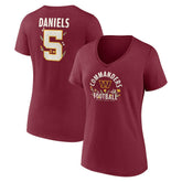 NFL Washington Commanders Jayden Daniels Women's Floral Name & Number V-Neck T-Shirt