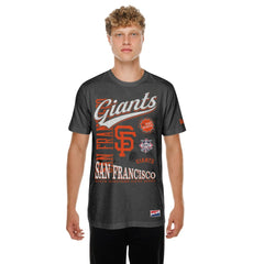 San Francisco Giants Oversized Throwback Distressed T-Shirt - Black | New Era