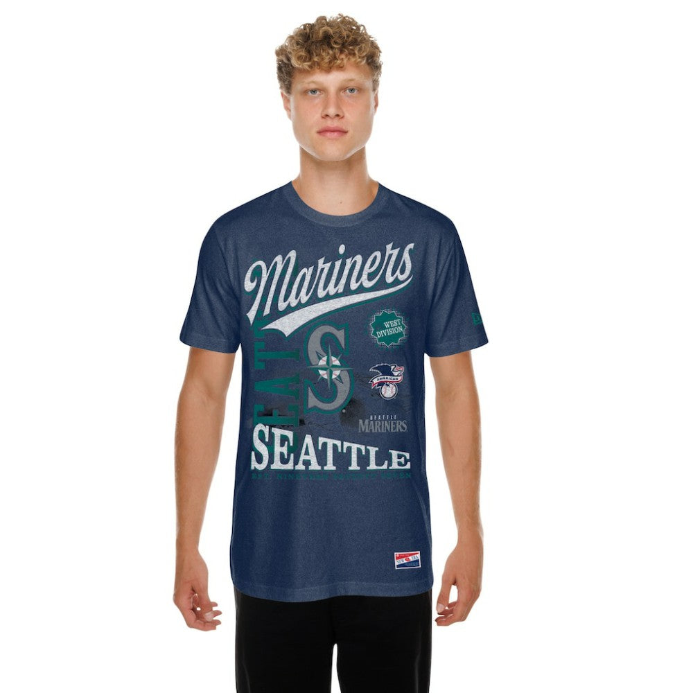 Seattle Mariners Oversized Throwback Distressed T-Shirt - Navy | New Era