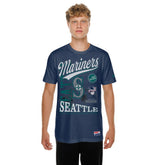 Seattle Mariners Oversized Throwback Distressed T-Shirt - Navy | New Era