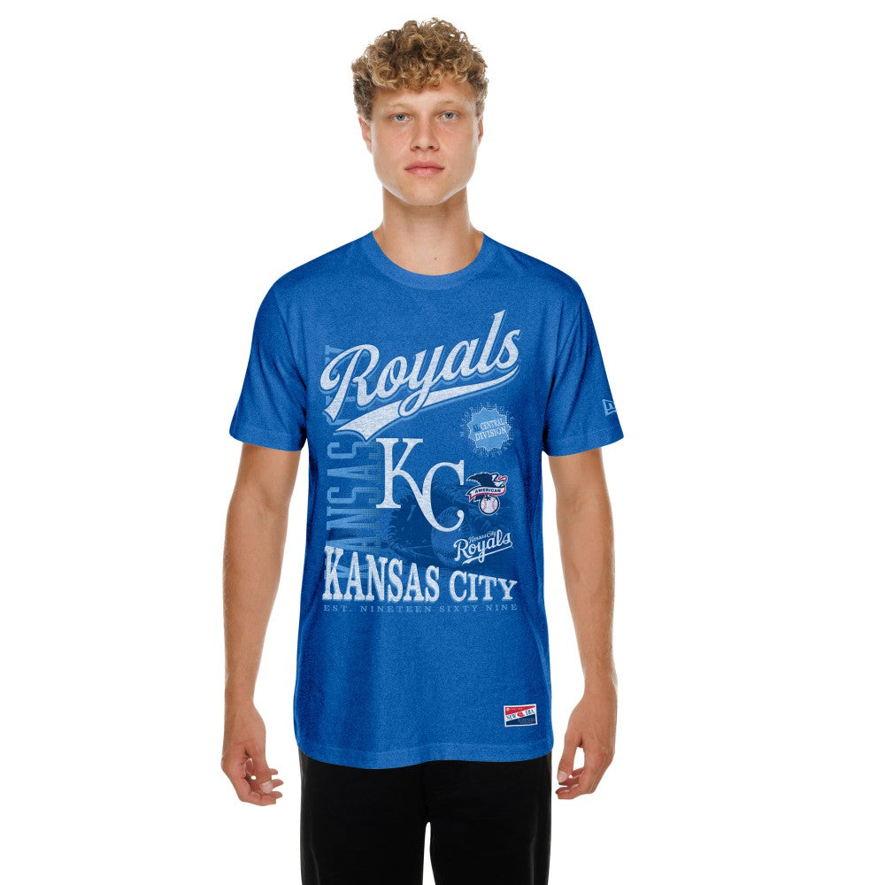 Kansas City Royals Oversized Throwback Distressed T-Shirt - Royal | New Era