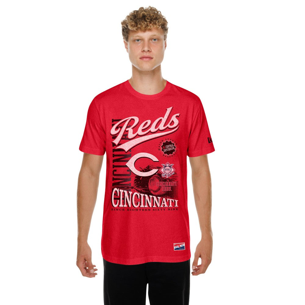 Cincinnati Reds Oversized Throwback Distressed T-Shirt - Red | New Era