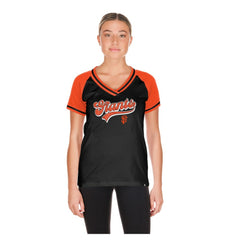 San Francisco Giants Women's Gameday V-Neck T-Shirt - Black | New Era