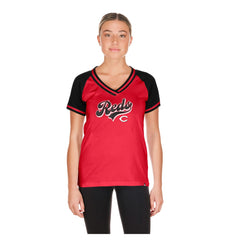 Cincinnati Reds Women's Gameday V-Neck T-Shirt - Red | New Era