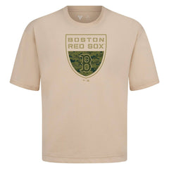 Boston Red Sox Levelwear Oversized Luxe Signature Knit Buckler T-Shirt - Khaki