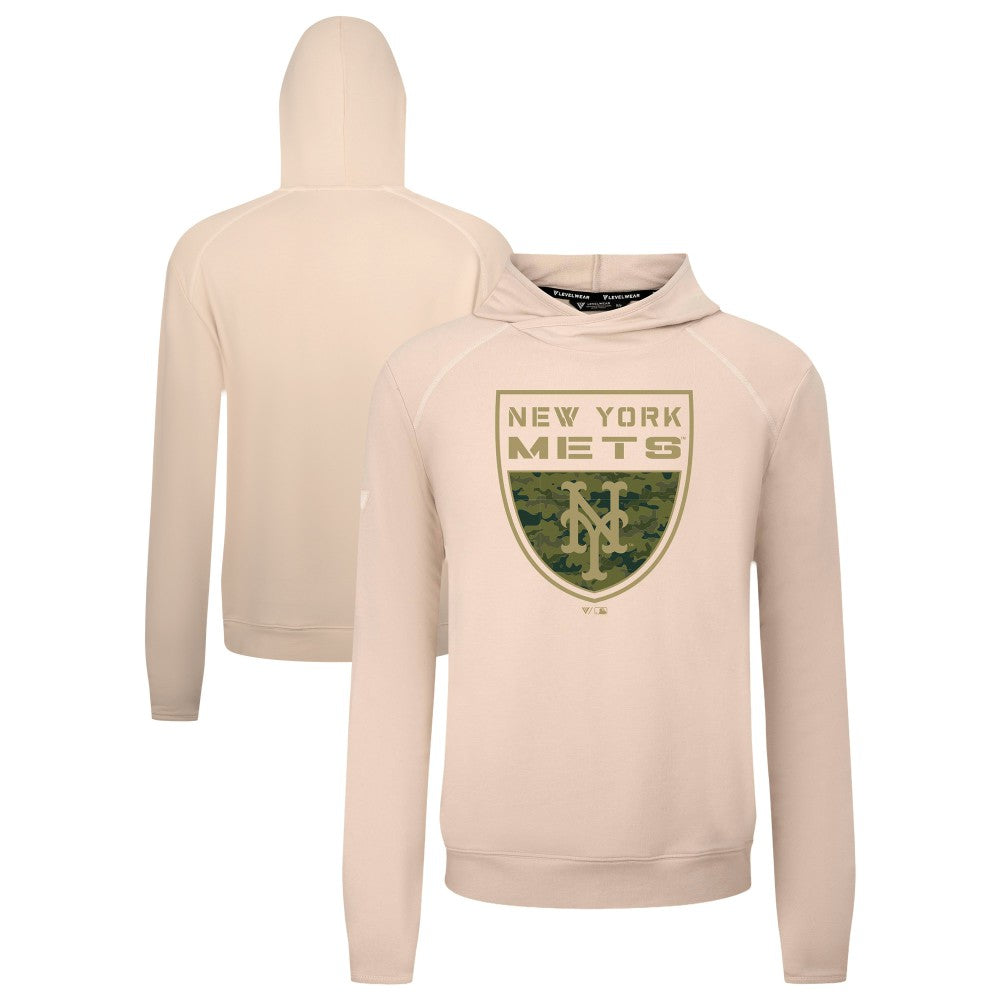 New York Mets Levelwear Mandate Buckler Tri-Blend Pullover Hoodie - Khaki