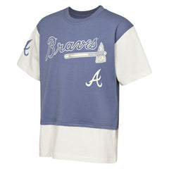 Atlanta Braves Outerstuff Youth Ultimate Pastels Premium Double Run T-Shirt - Navy/Cream