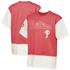 Philadelphia Phillies Outerstuff Youth Ultimate Pastels Premium Double Run T-Shirt - Red/Cream