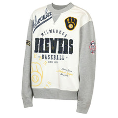 Milwaukee Brewers Outerstuff Youth Big League Power Hit Fleece Sweatshirt - Cream/Gray