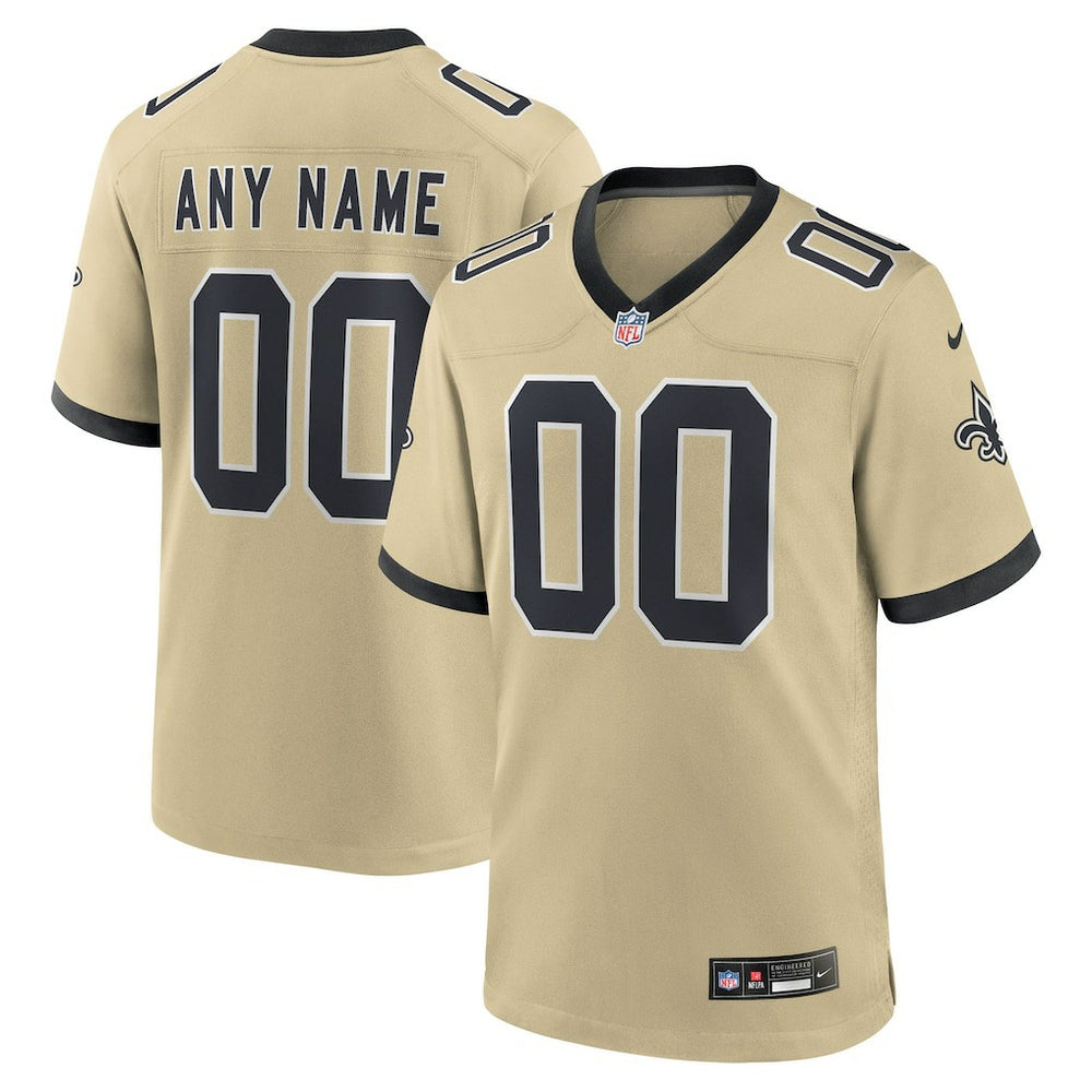 NFL New Orleans Saints Youth Gameday Golds Alternate Custom Game Jersey
