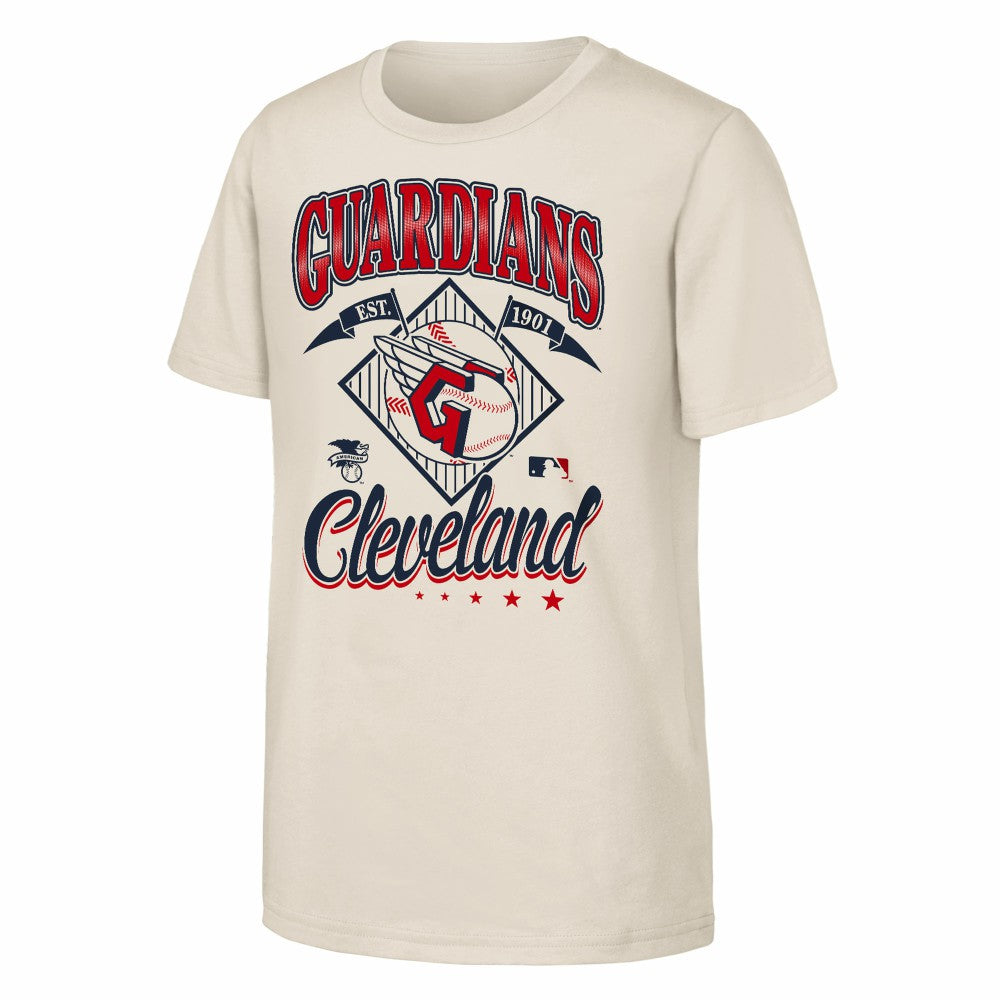 Cleveland Guardians Outerstuff Youth Triple Hit T-Shirt - Natural