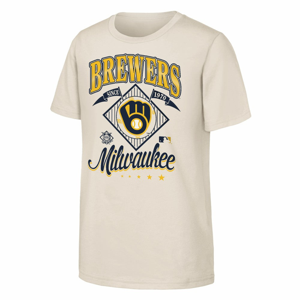 Milwaukee Brewers Outerstuff Youth Triple Hit T-Shirt - Natural