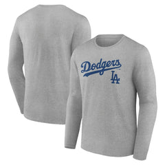 Los Angeles Dodgers Team Lockup Long Sleeve T-Shirt - Gray
