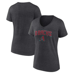 Arizona Diamondbacks Women's Team Lockup V-Neck T-Shirt - Charcoal