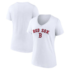 Boston Red Sox Women's Team Lockup V-Neck T-Shirt - White