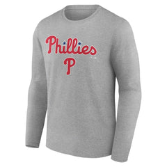 Philadelphia Phillies Team Lockup Long Sleeve T-Shirt - Gray