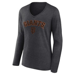 San Francisco Giants Women's Team Lockup Long Sleeve V-Neck T-Shirt - Charcoal
