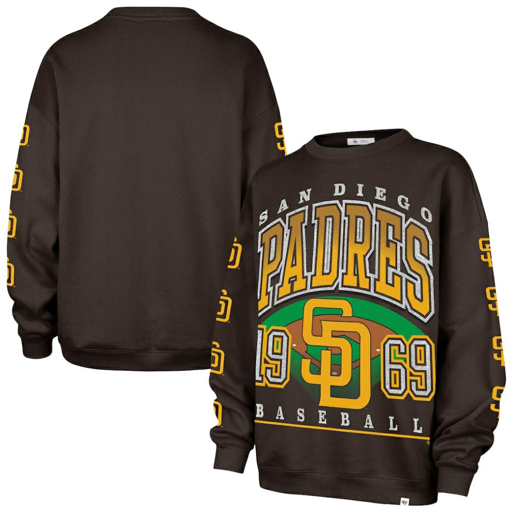 San Diego Padres Women's Trendy Team Go Big Oversized Sweatshirt - Brown | 47 brand