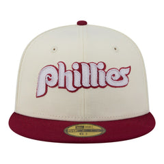 Philadelphia Phillies Two-Tone Stitch 59FIFTY Fitted Hat - Cream | New Era