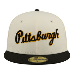 Pittsburgh Pirates Two-Tone Stitch 59FIFTY Fitted Hat - Cream | New Era