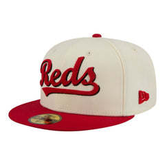 Cincinnati Reds Two-Tone Stitch 59FIFTY Fitted Hat - Cream | New Era