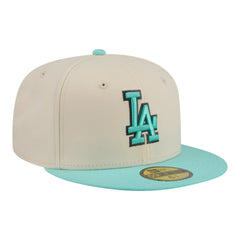 Los Angeles Dodgers Two-Tone Color Pack 59FIFTY Fitted Hat - Light Beige/Turquoise | New Era