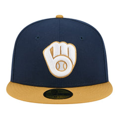 Milwaukee Brewers Two-Tone Color Pack 59FIFTY Fitted Hat - Navy/Khaki | New Era