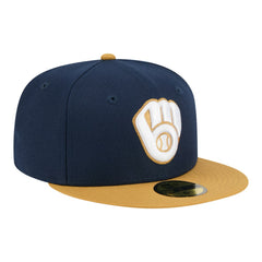 Milwaukee Brewers Two-Tone Color Pack 59FIFTY Fitted Hat - Navy/Khaki | New Era