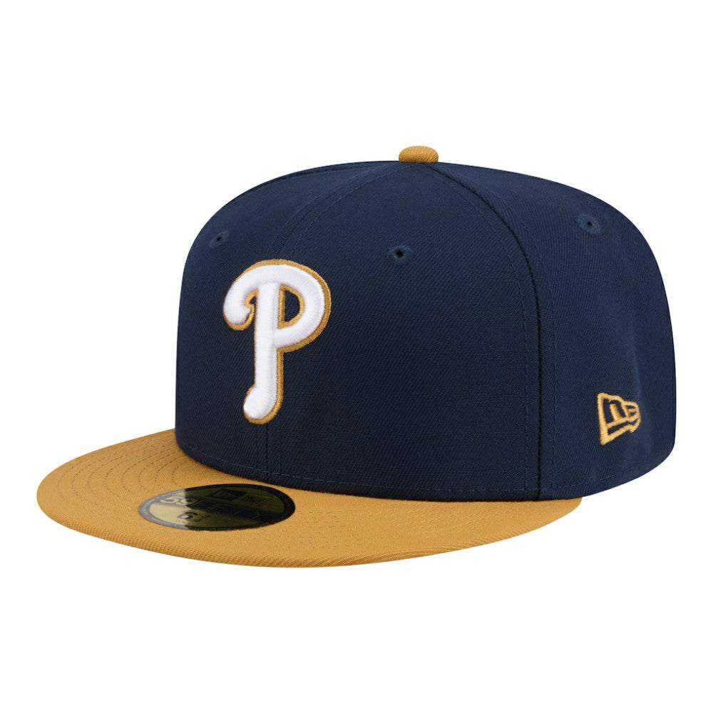 Philadelphia Phillies Two-Tone Color Pack 59FIFTY Fitted Hat - Navy/Khaki | New Era