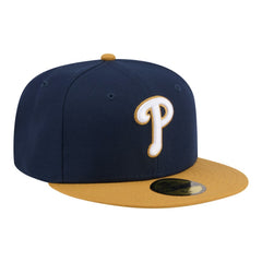 Philadelphia Phillies Two-Tone Color Pack 59FIFTY Fitted Hat - Navy/Khaki | New Era