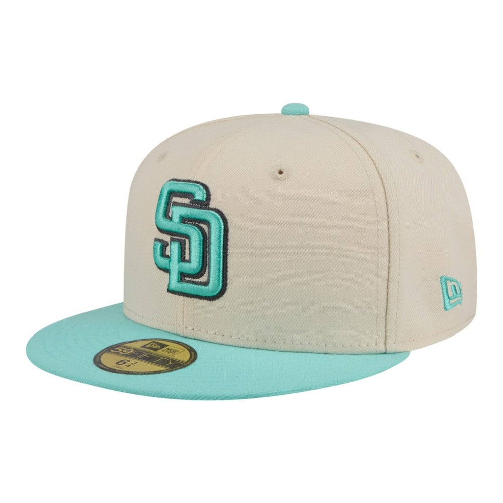 San Diego Padres Two-Tone Color Pack 59FIFTY Fitted Hat - Light Beige/Turquoise | New Era