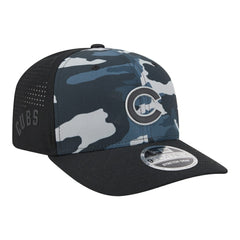 Chicago Cubs Tonal Camo 9SEVENTY Stretch-Snap Hat - Black | New Era