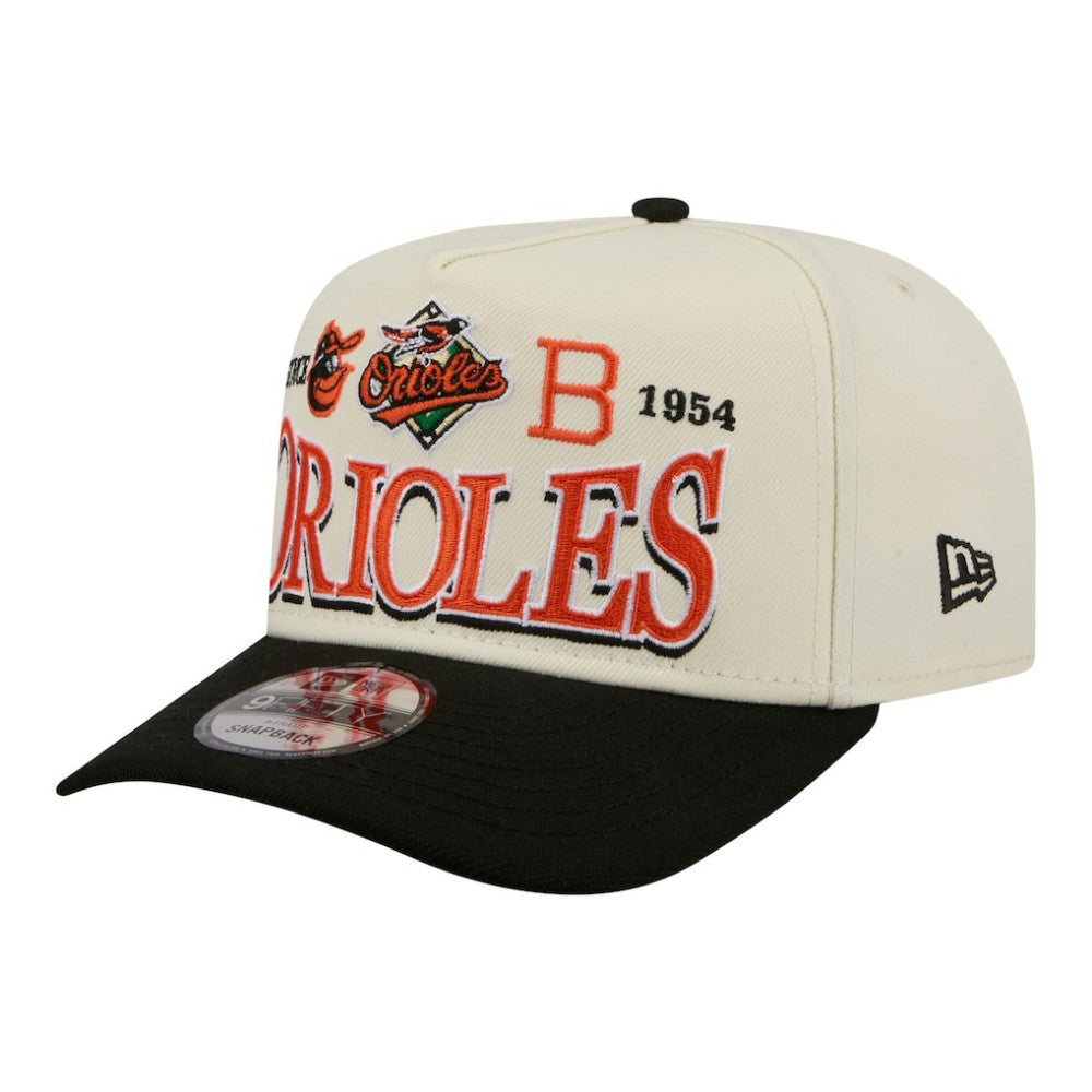 Baltimore Orioles Throwback Tri-Hit A-Frame 9FIFTY Adjustable Hat - Cream | New Era