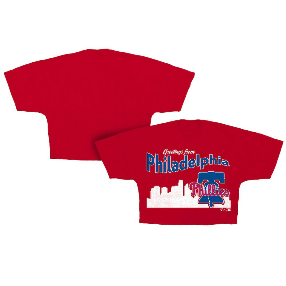 Philadelphia Phillies Women's Skyline Crop T-Shirt - Red