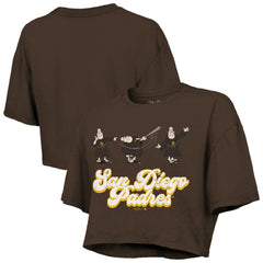 San Diego Padres Majestic Threads Women's Boxy Crop T-Shirt - Brown