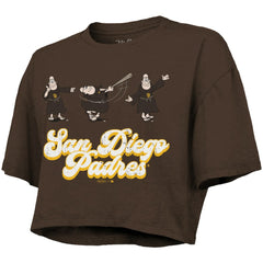 San Diego Padres Majestic Threads Women's Boxy Crop T-Shirt - Brown