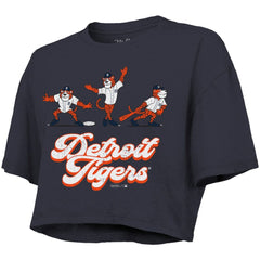 Detroit Tigers Majestic Threads Women's Boxy Crop T-Shirt - Navy