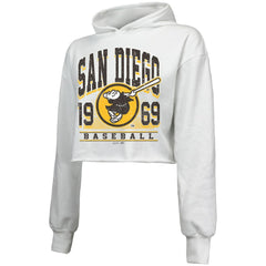 San Diego Padres Majestic Threads Women's Cropped Have A Field Day Tri-Blend Hoodie - White