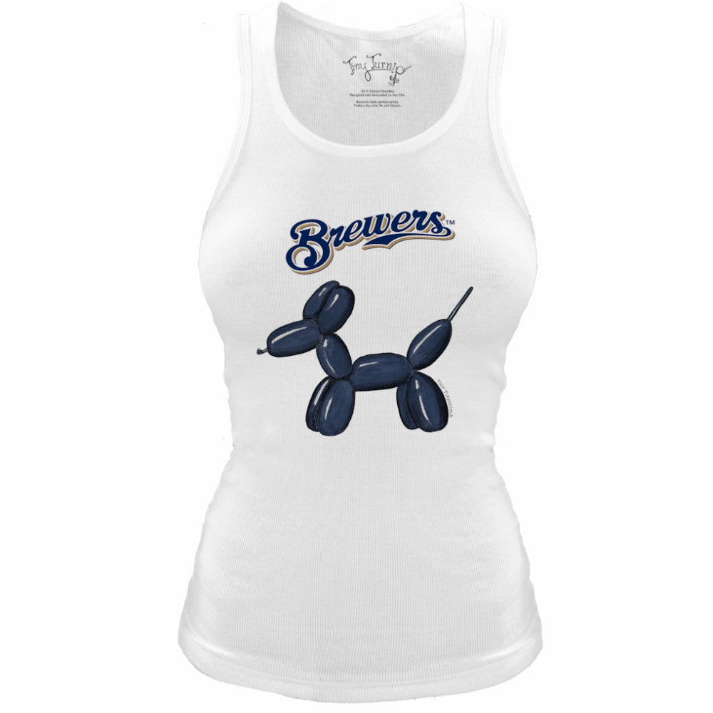 Milwaukee Brewers Tiny Turnip Women's Fitted Balloon Dog Tri-Blend Tank Top - White
