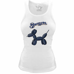 Milwaukee Brewers Tiny Turnip Women's Fitted Balloon Dog Tri-Blend Tank Top - White