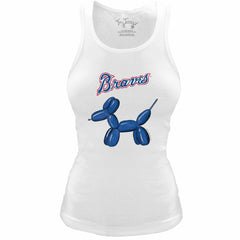 Atlanta Braves Tiny Turnip Women's Fitted Balloon Dog Tri-Blend Tank Top - White