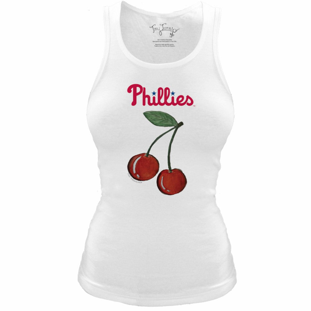 Philadelphia Phillies Tiny Turnip Women's Fitted Cherries Tri-Blend Tank Top - White