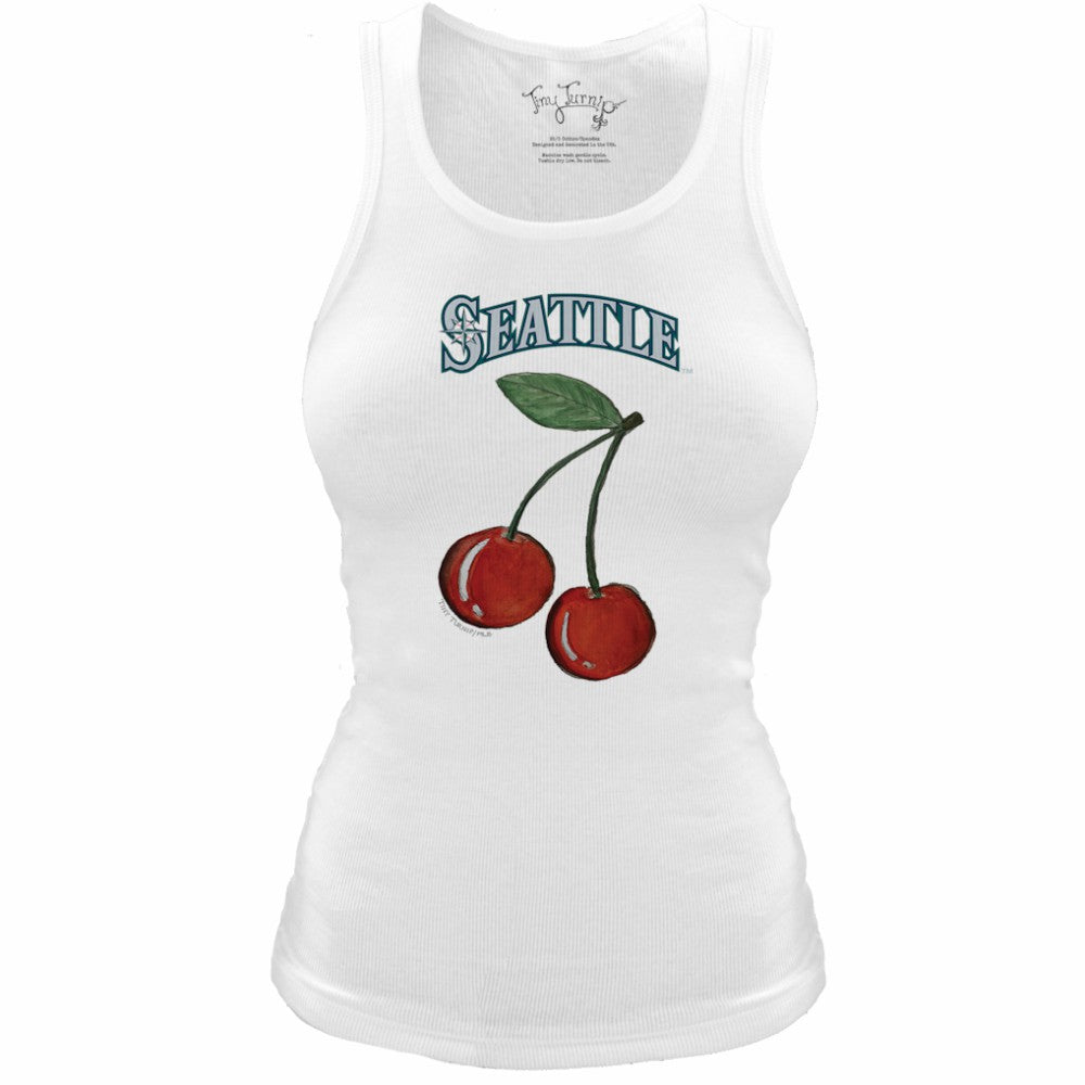Seattle Mariners Tiny Turnip Women's Fitted Cherries Tri-Blend Tank Top - White