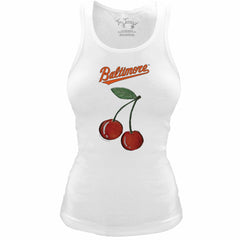 Baltimore Orioles Tiny Turnip Women's Fitted Cherries Tri-Blend Tank Top - White