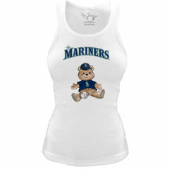 Seattle Mariners Tiny Turnip Women's Fitted Teddy Bear Tri-Blend Tank Top - White