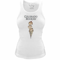 Colorado Rockies Tiny Turnip Women's Fitted Triple Scoop Tri-Blend Tank Top - White