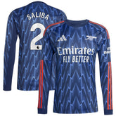William Saliba Arsenal 2025/26 Away Replica Long Sleeve Player Jersey / Soccer For sale